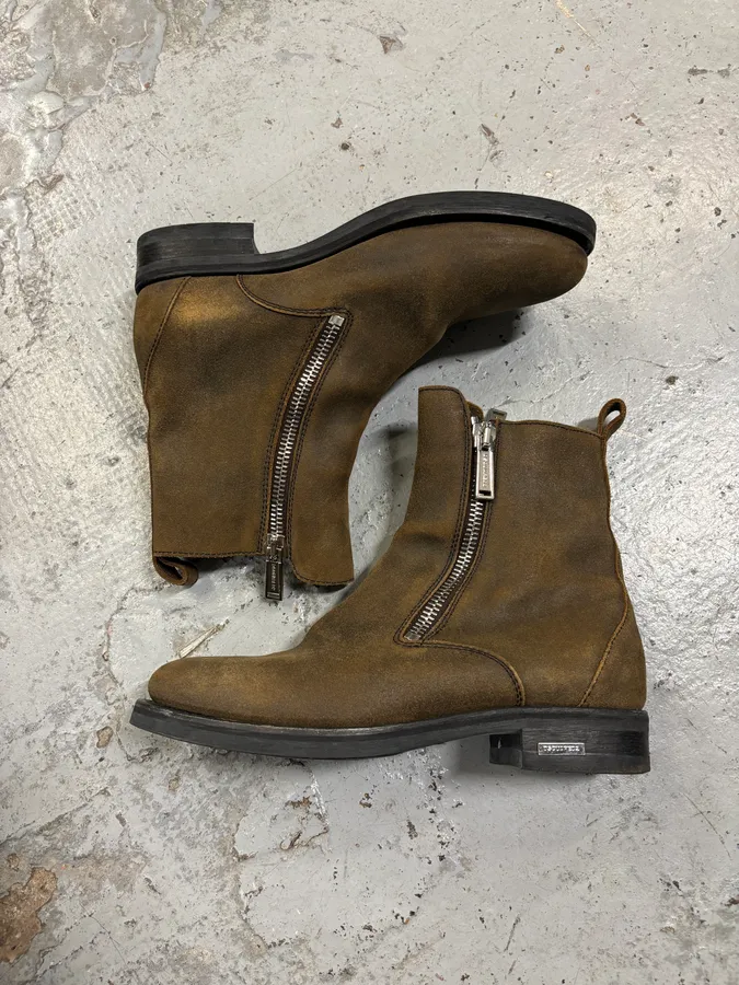 Dsquared2 Brown Suede Zip Chelsea Boots - Image 7