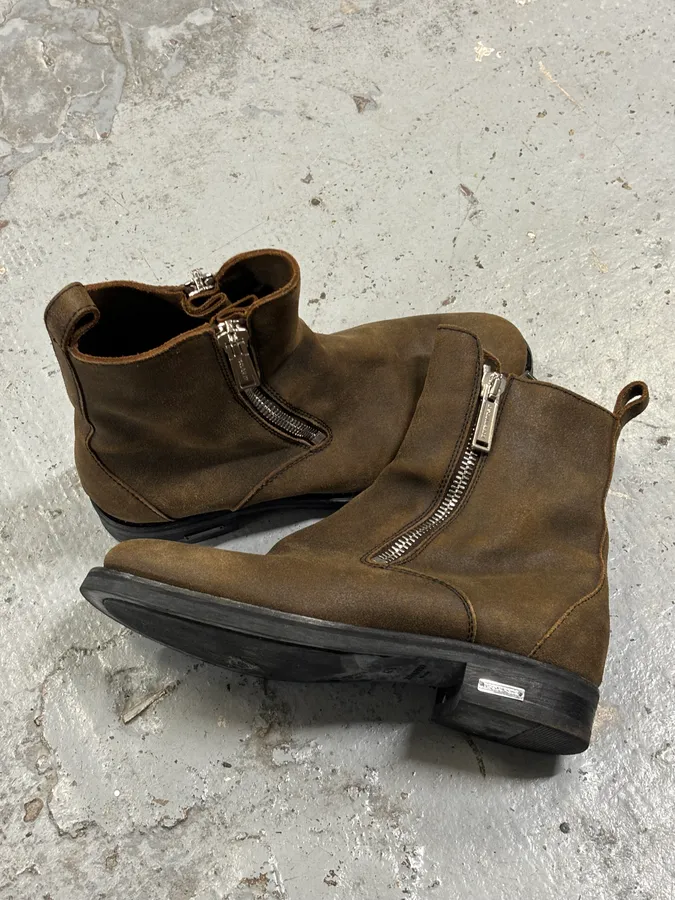 Dsquared2 Brown Suede Zip Chelsea Boots - Image 8