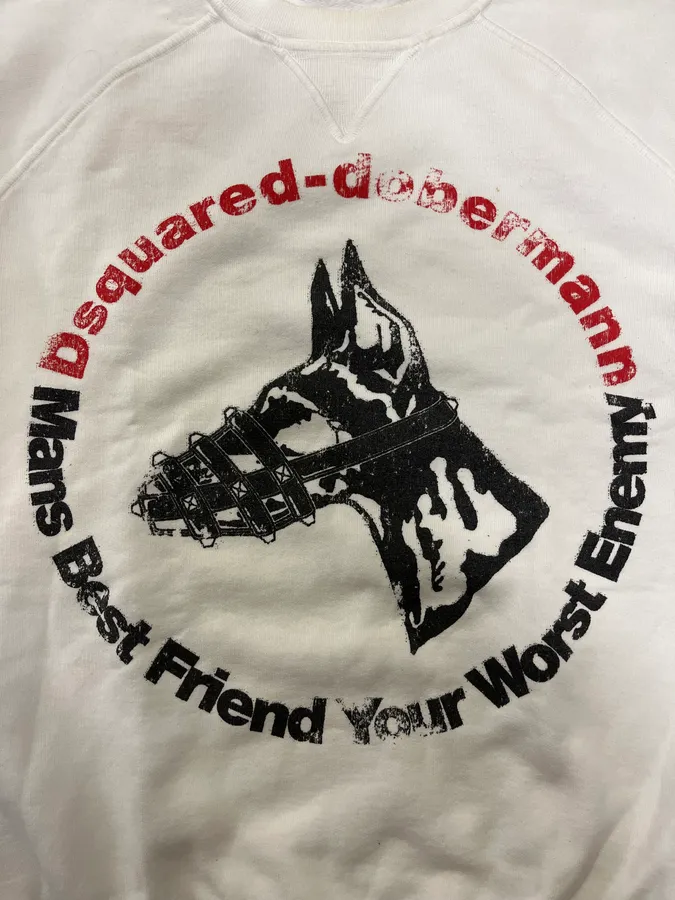 Dsquared2 Doberman Dog White Crewneck Sweater - Image 4