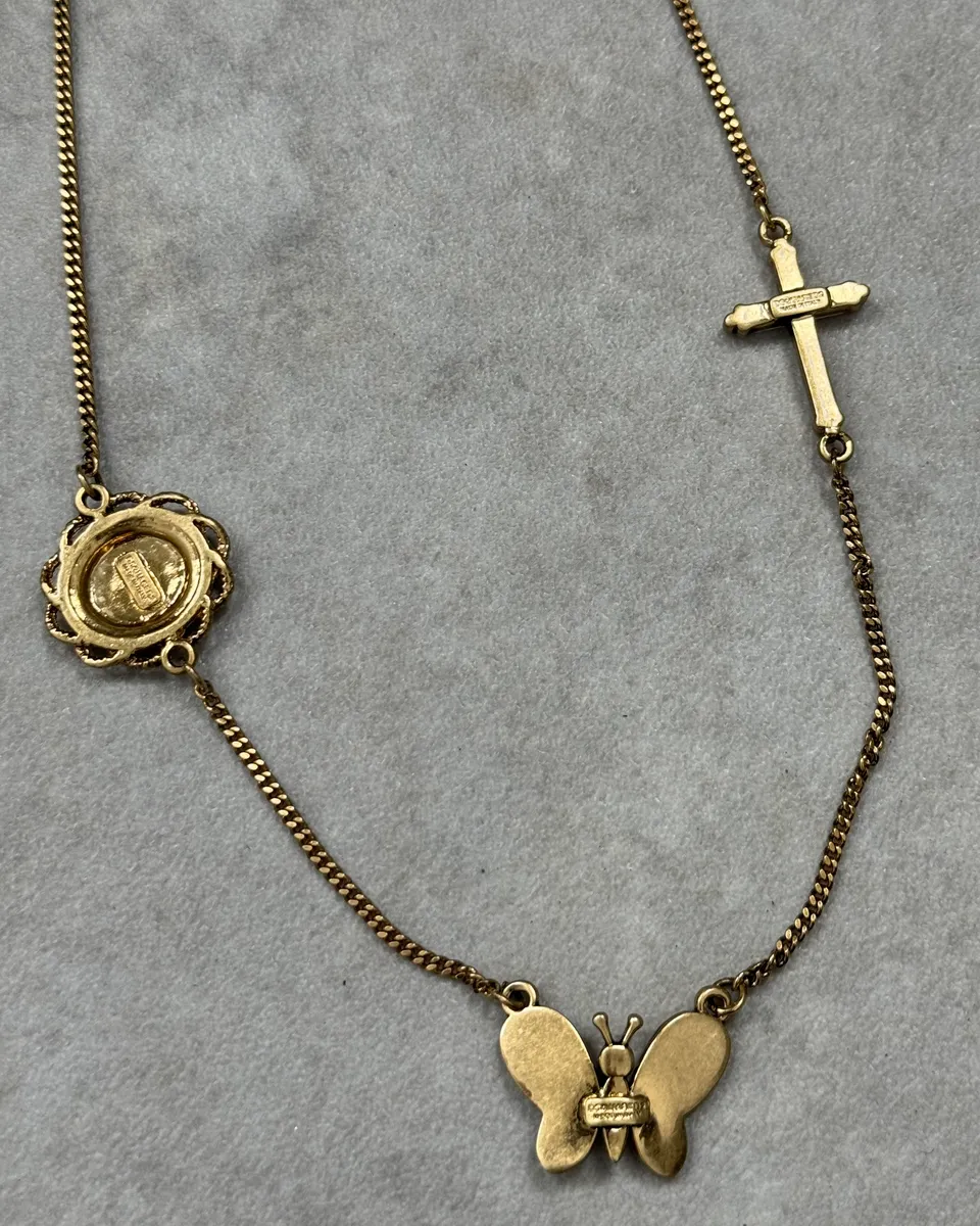Dsquared2 Gold Metal Multi-Charm Cross Necklace - Image 7