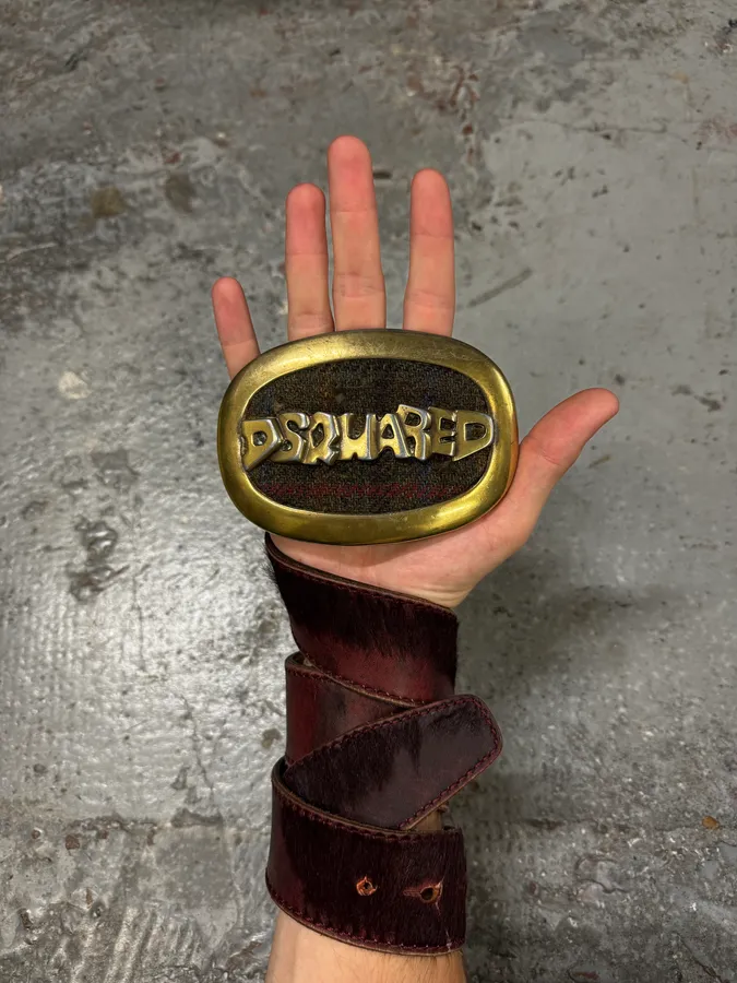 Dsquared2 Red Faded Leather Belt - Image 2