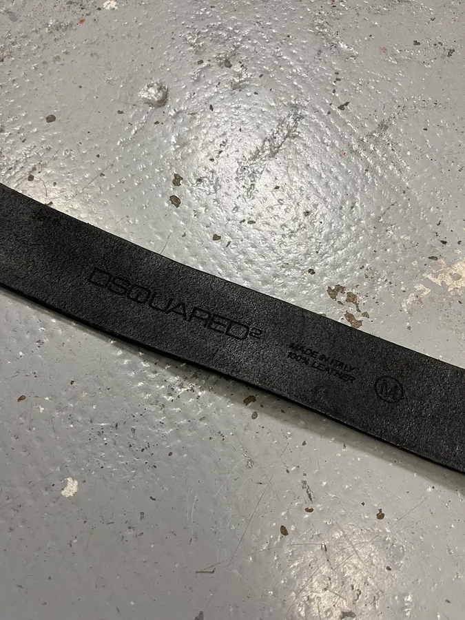 Dsquared2 White Buckle Propaganda Gothic Black Leather Belt - Image 9