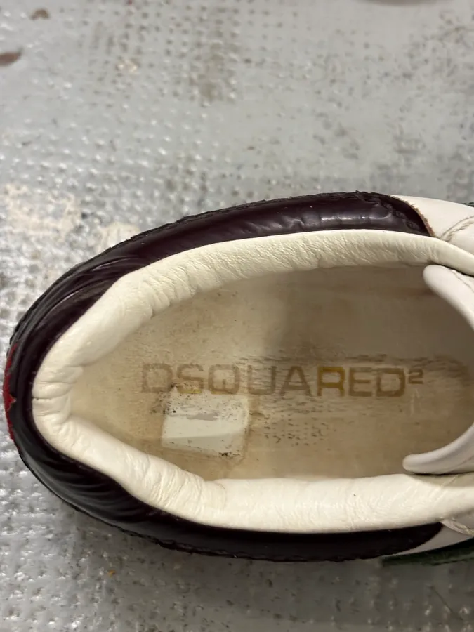 Dsquared2 White Green Leather Multi-Strap Sneakers - Image 8