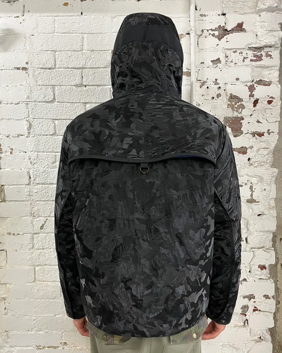 Emporio Armani Black Asymmetrical Camo Techwear Jacket - Image 3