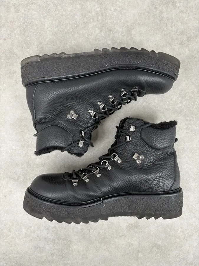 Emporio Armani Black Hiking Leather Boots - Image 3
