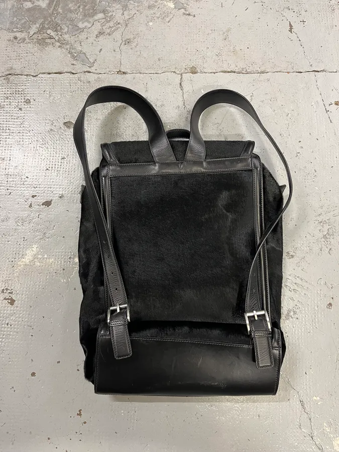 Emporio Armani Black Pony Hair Leather Backpack - Image 7