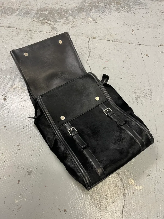 Emporio Armani Black Pony Hair Leather Backpack - Image 9