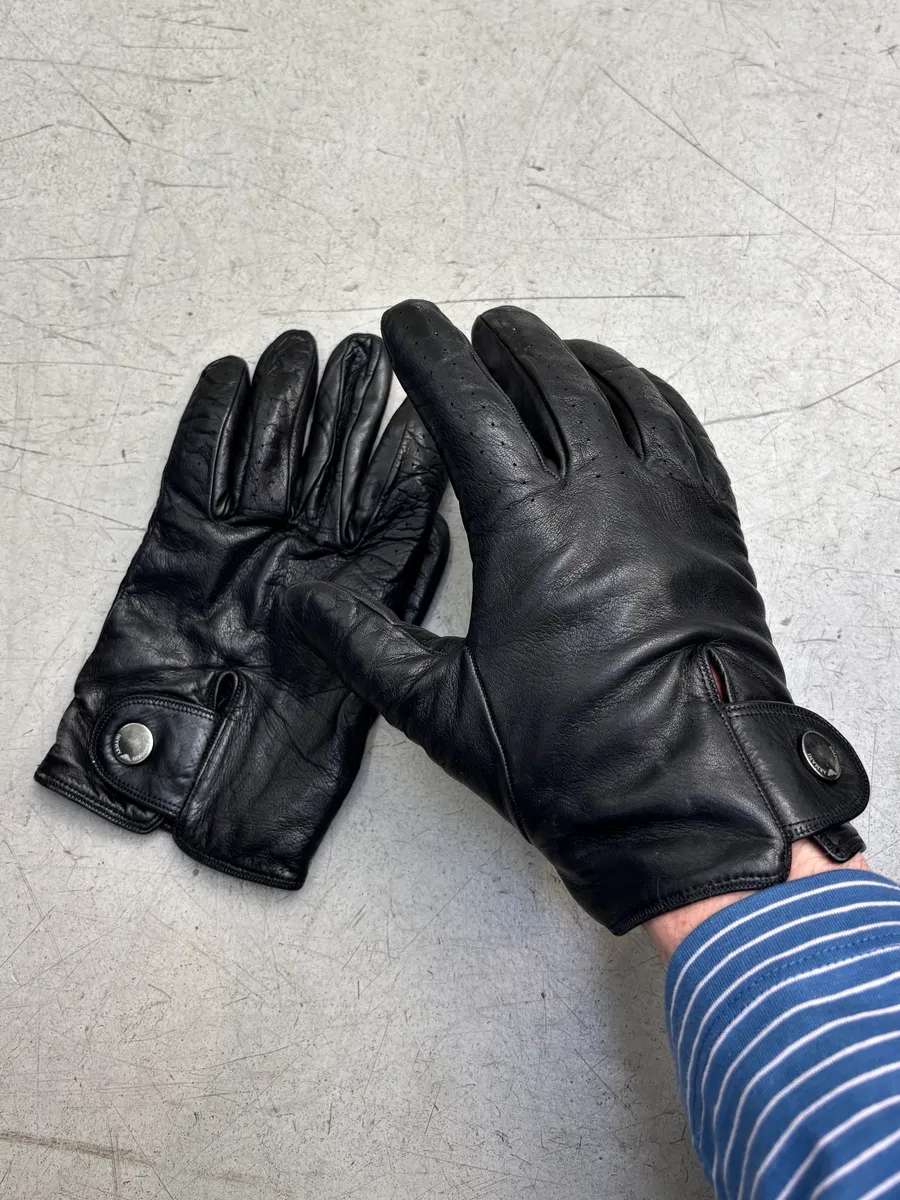 Emporio Armani Black Premium Biker Leather Gloves
