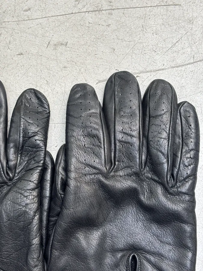 Emporio Armani Black Premium Biker Leather Gloves - Image 4