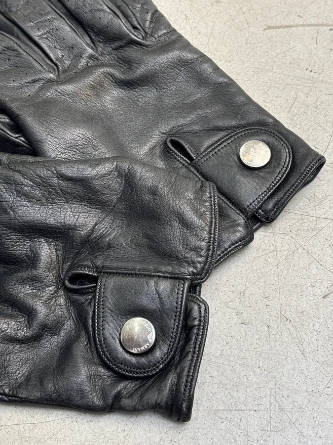 Emporio Armani Black Premium Biker Leather Gloves - Image 5