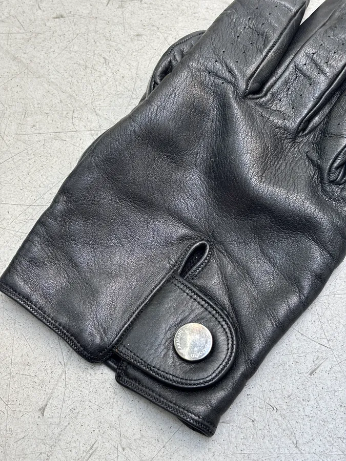 Emporio Armani Black Premium Biker Leather Gloves - Image 6
