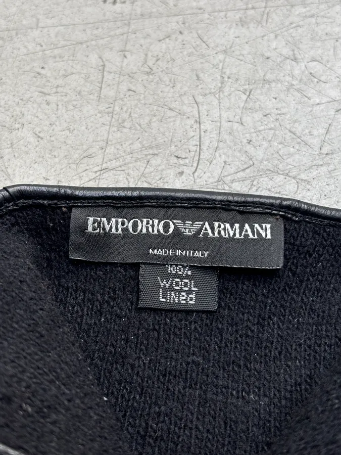 Emporio Armani Black Premium Biker Leather Gloves - Image 8