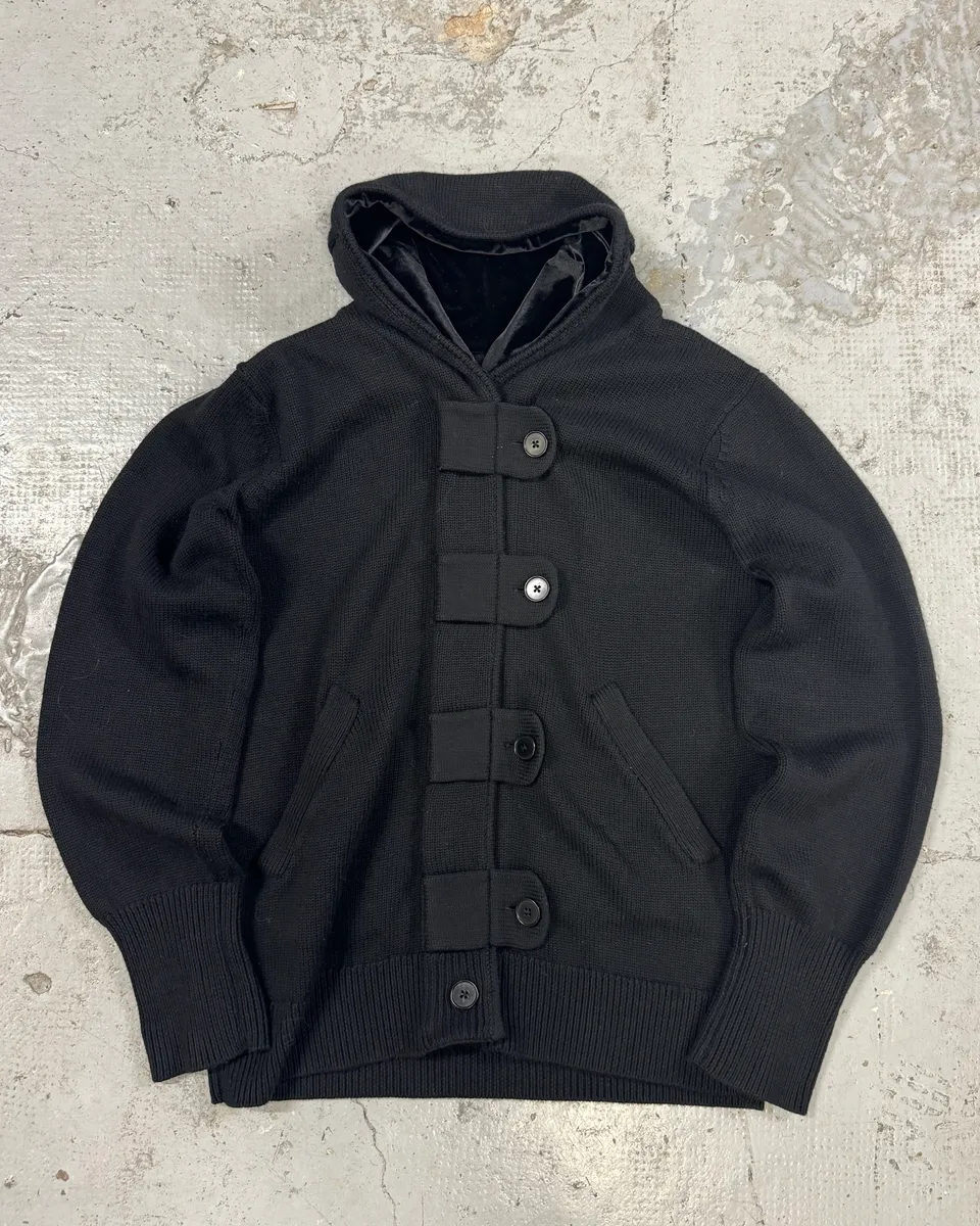 Emporio Armani Black Wool Buttoned Cardigan Jacket