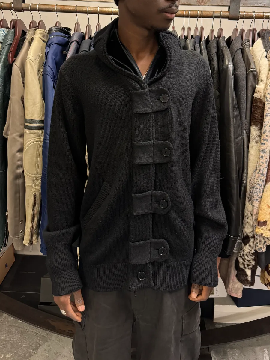 Emporio Armani Black Wool Buttoned Cardigan Jacket - Image 2
