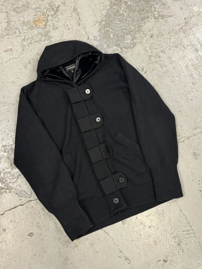 Emporio Armani Black Wool Buttoned Cardigan Jacket - Image 4