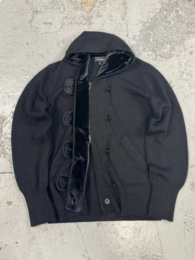 Emporio Armani Black Wool Buttoned Cardigan Jacket - Image 5