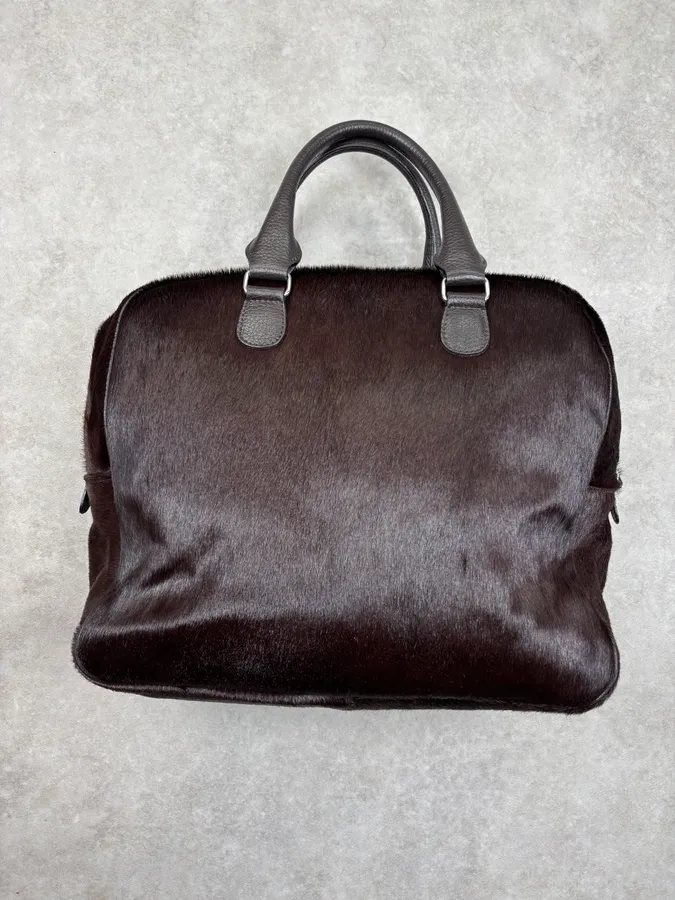 Emporio Armani Brown Pony-Hair Handle Bag - Image 8