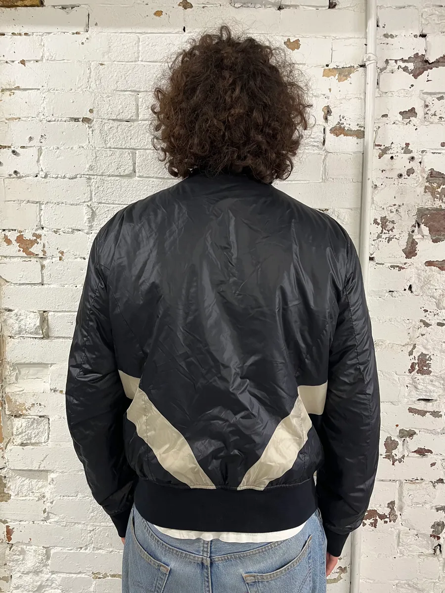 Emporio Armani Cream Stripes Black Windbreaker Bomber Jacket - Image 3