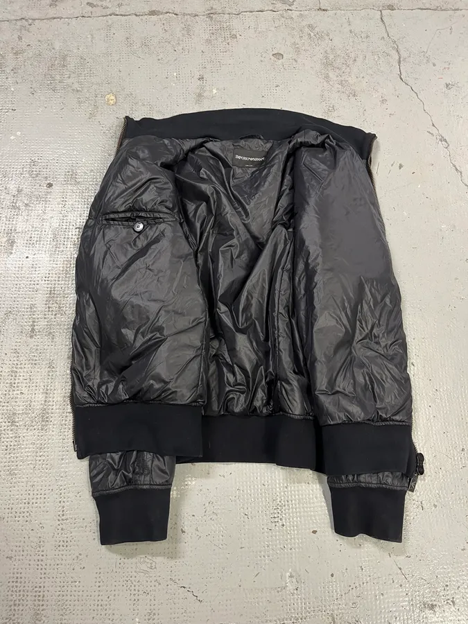 Emporio Armani Cream Stripes Black Windbreaker Bomber Jacket - Image 9