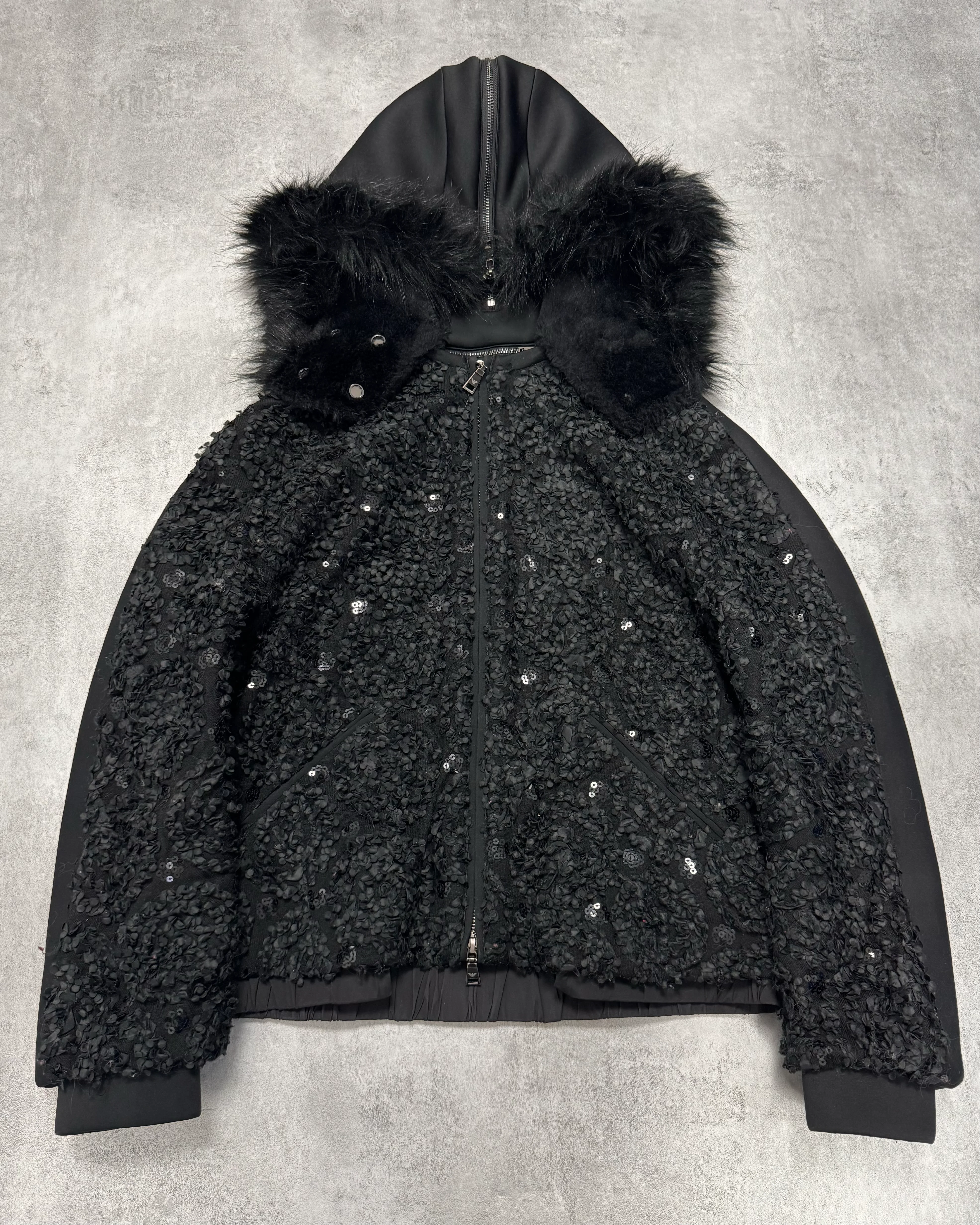 Emporio Armani Embellished Zipped Hood Jacket - Image 2