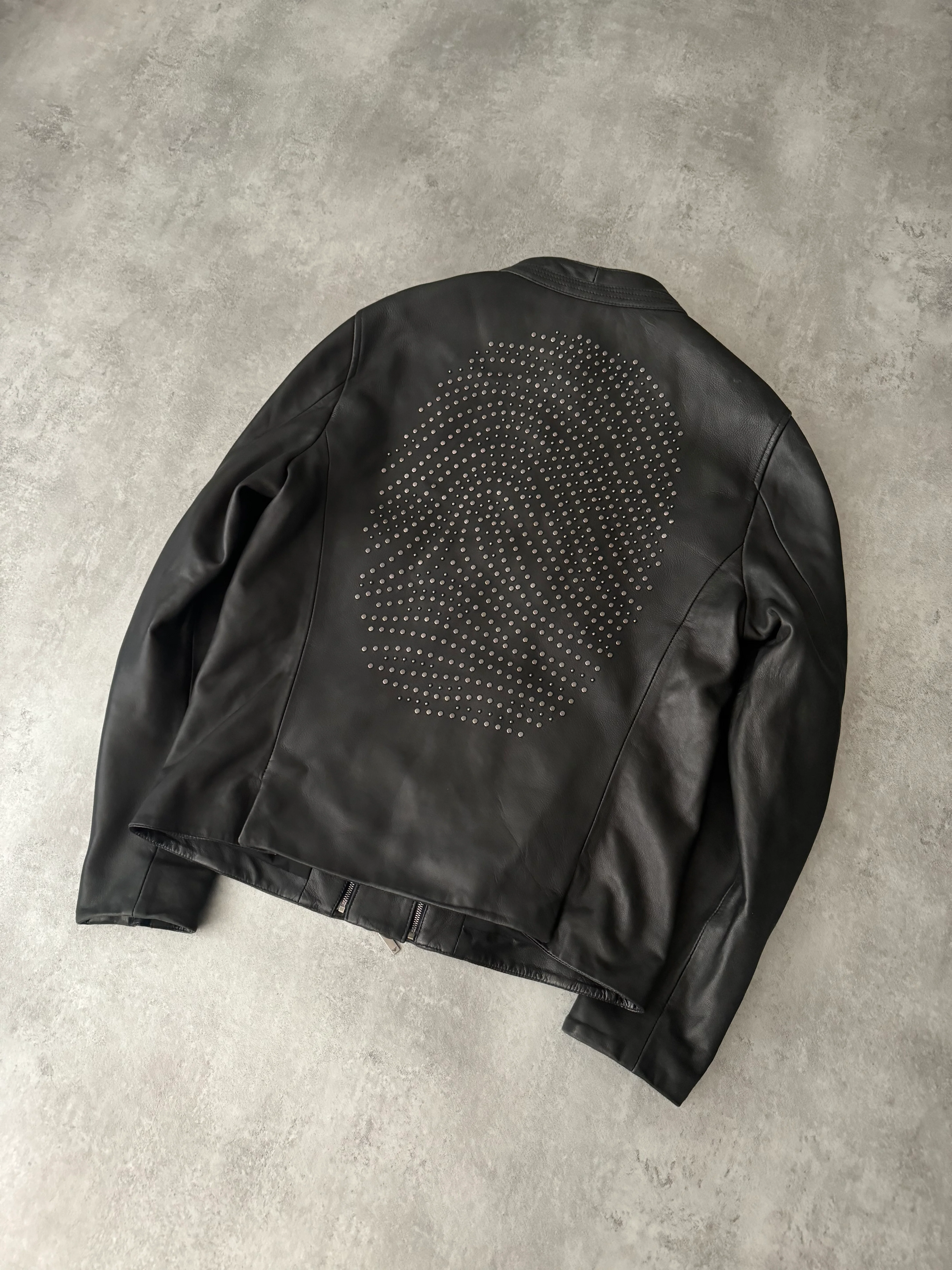 AW2016 Emporio Armani FingerPrint Signature Leather Jacket - Image 3