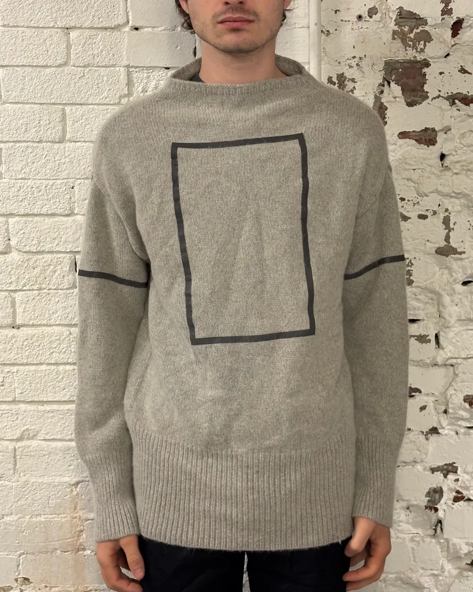 Emporio Armani Grey Alpaca Geometric Back Panel Sweater