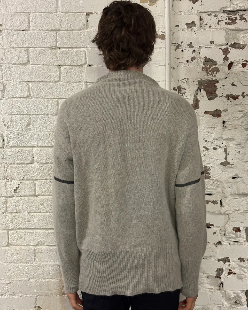 Emporio Armani Grey Alpaca Geometric Back Panel Sweater - Image 2