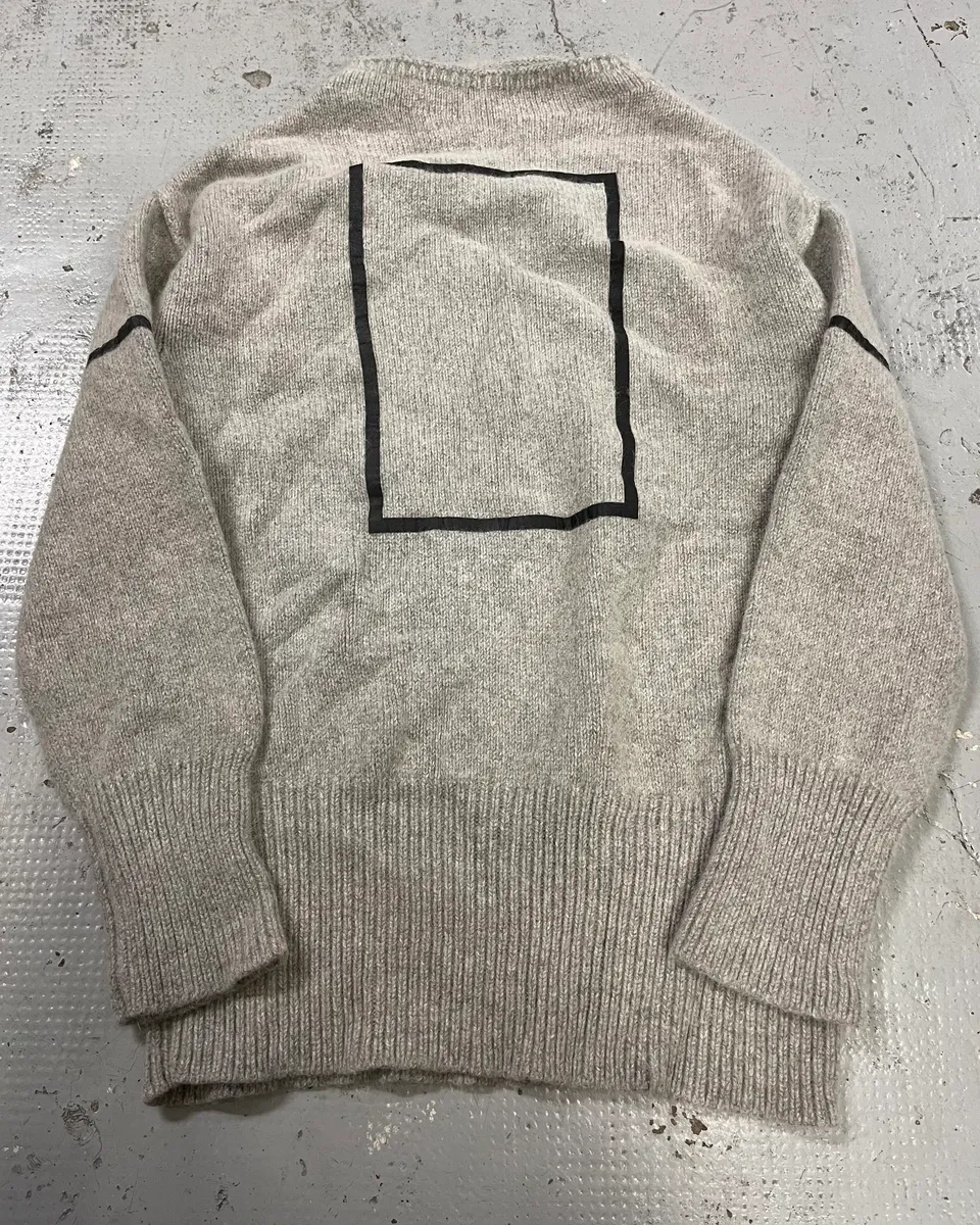 Emporio Armani Grey Alpaca Geometric Back Panel Sweater - Image 3