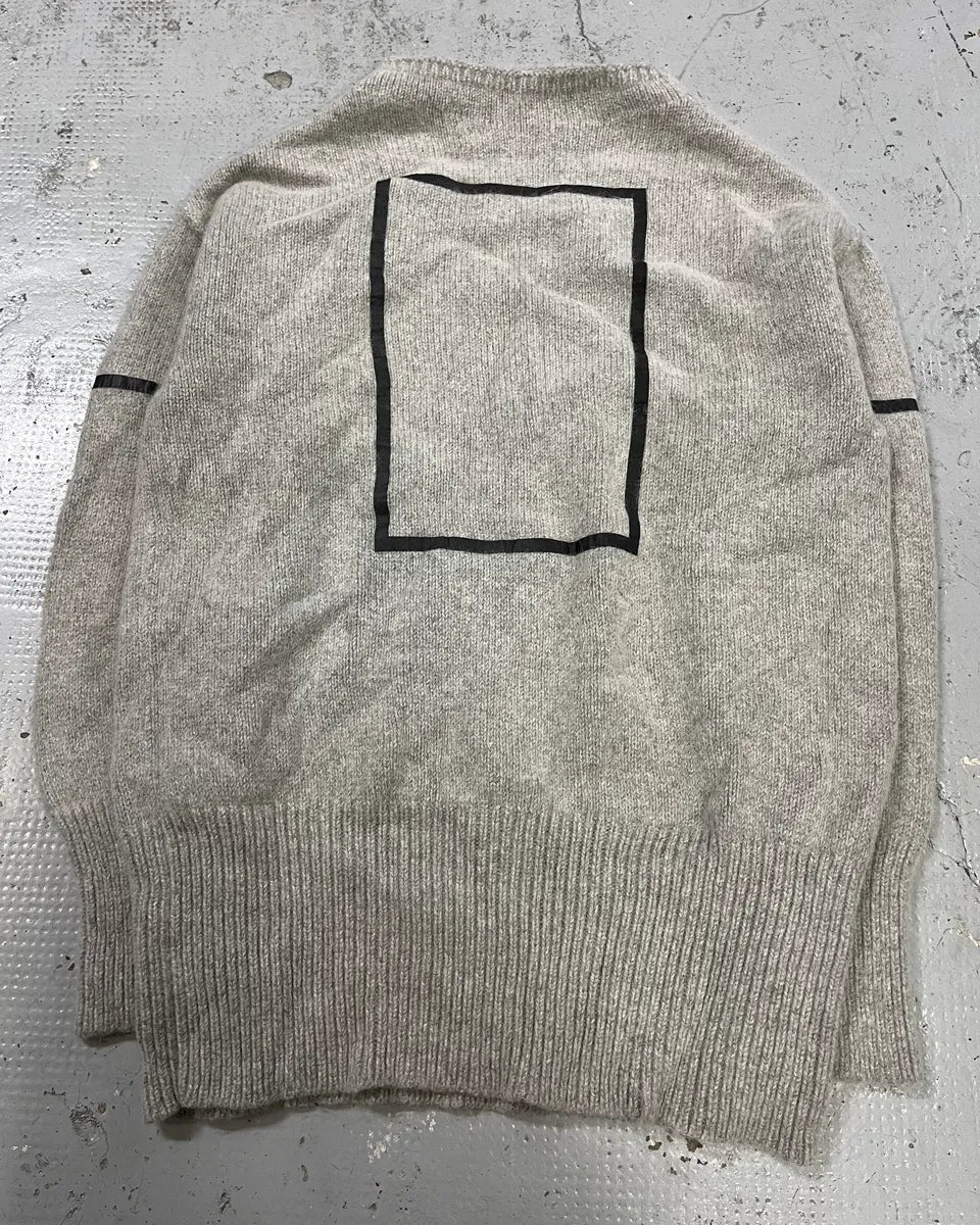Emporio Armani Grey Alpaca Geometric Back Panel Sweater - Image 4
