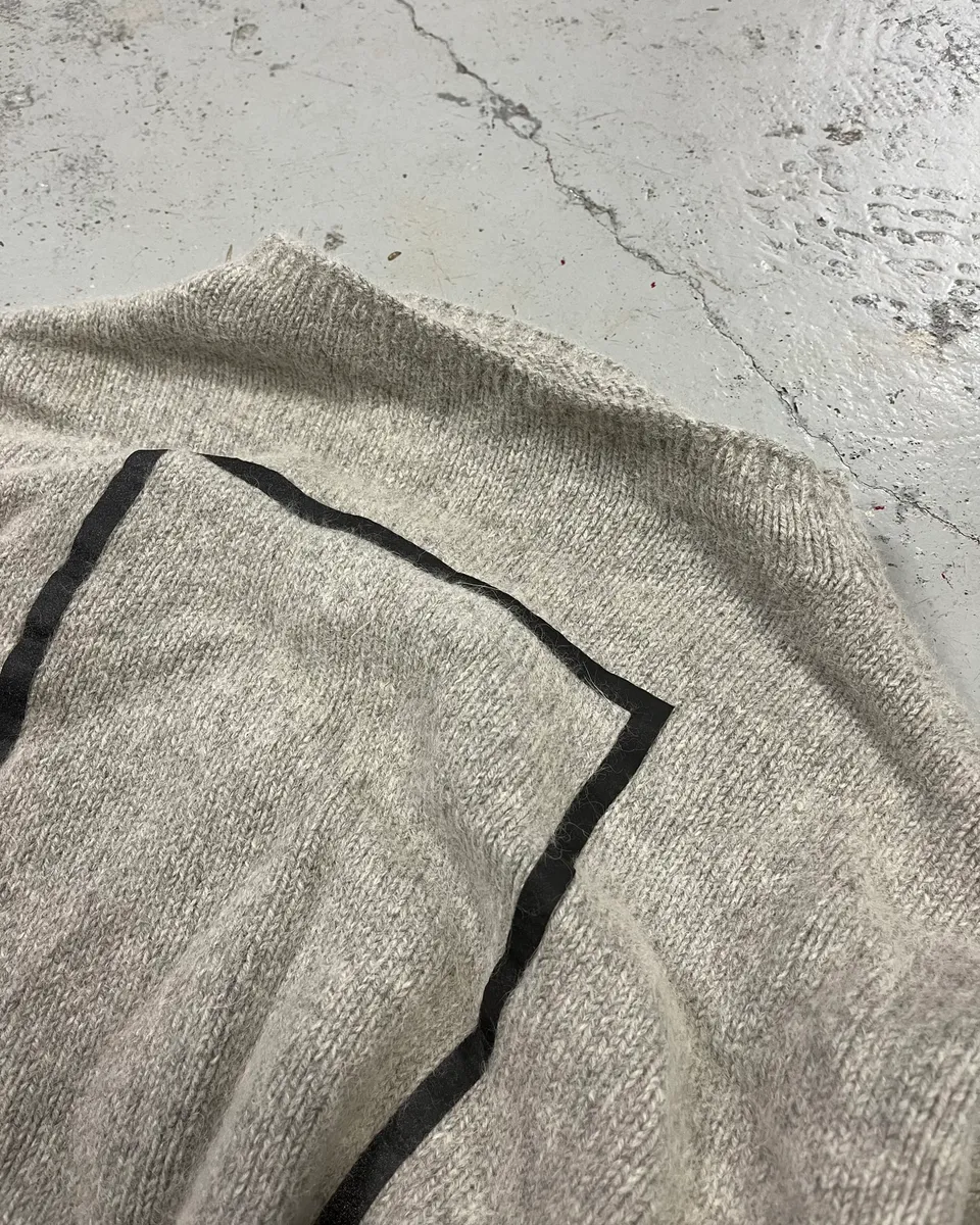 Emporio Armani Grey Alpaca Geometric Back Panel Sweater - Image 5