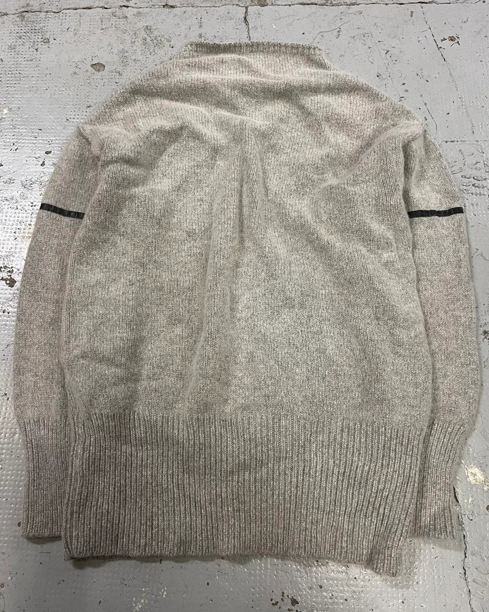Emporio Armani Grey Alpaca Geometric Back Panel Sweater - Image 7