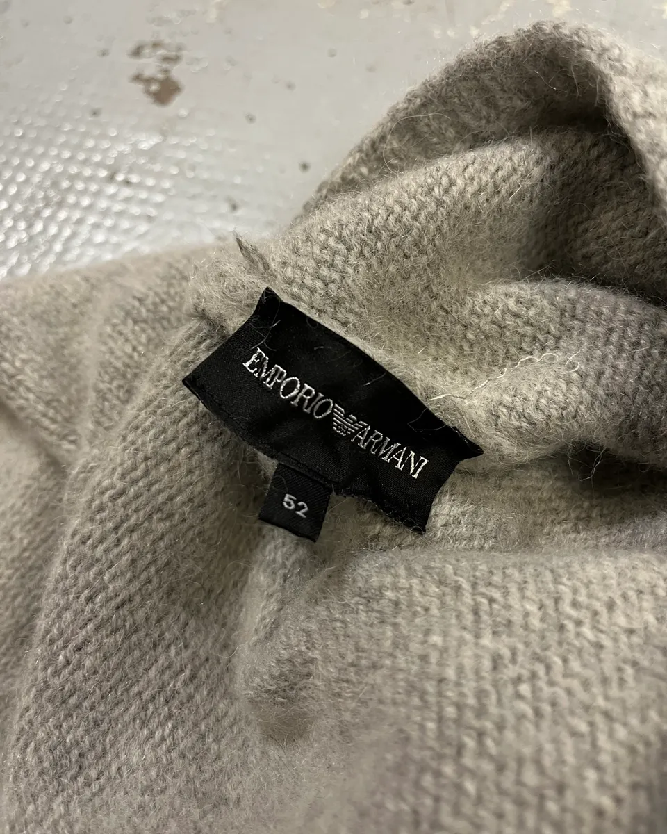 Emporio Armani Grey Alpaca Geometric Back Panel Sweater - Image 8