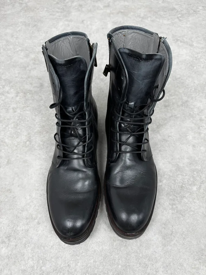 Emporio Armani Multi Zips Black Leather Boots - Image 3