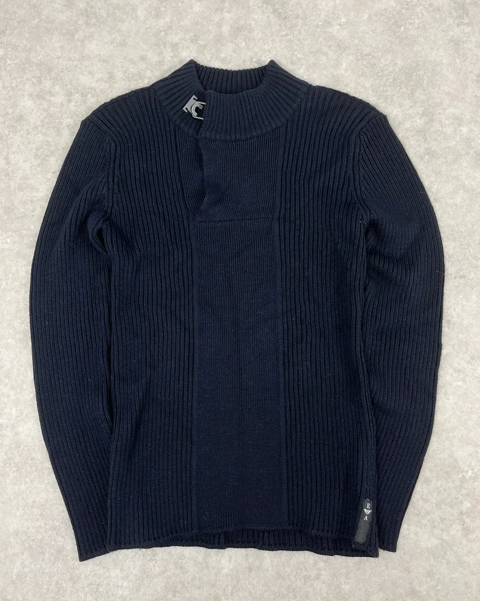 Emporio Armani Navy Asymmetrical Collar Sweater