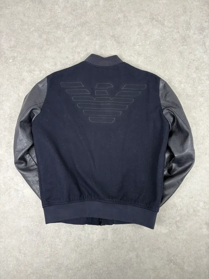 Emporio Armani Navy & Black Wool Bomber Jacket - Image 6