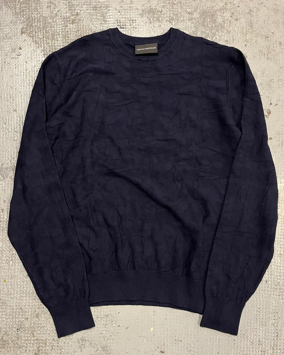 Emporio Armani Navy Textured Sweater
