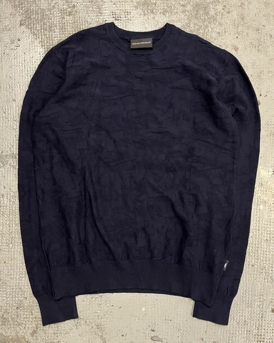 Emporio Armani Navy Textured Sweater - Image 4