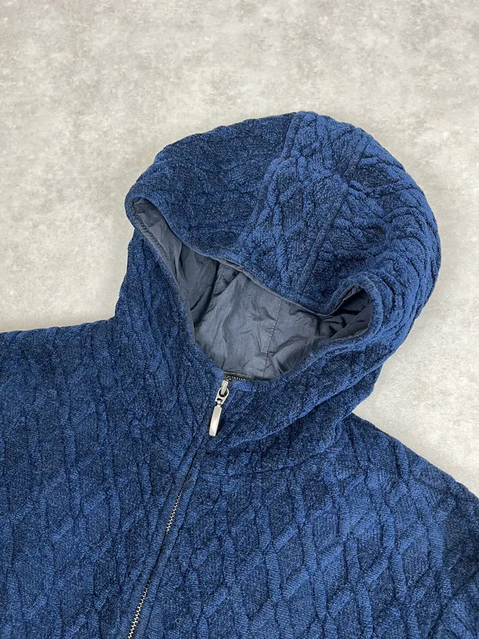 Emporio Armani Navy Wool Zip-up Hoodie - Image 5
