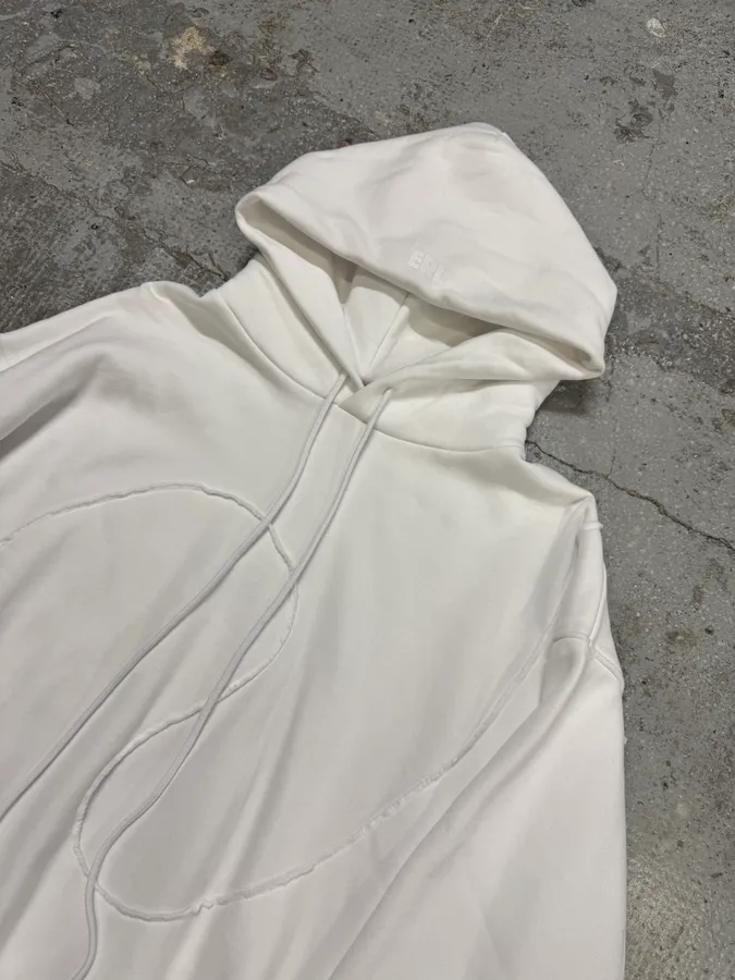 ERL Wave White Cozy Knit Hoodie - Image 4