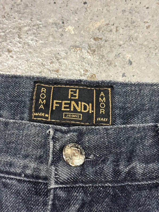 Fendi Navy Denim Distressed Floral Jeans - Image 8