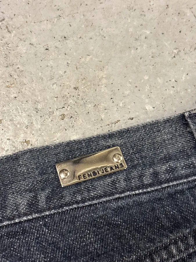 Fendi Navy Denim Distressed Floral Jeans - Image 9