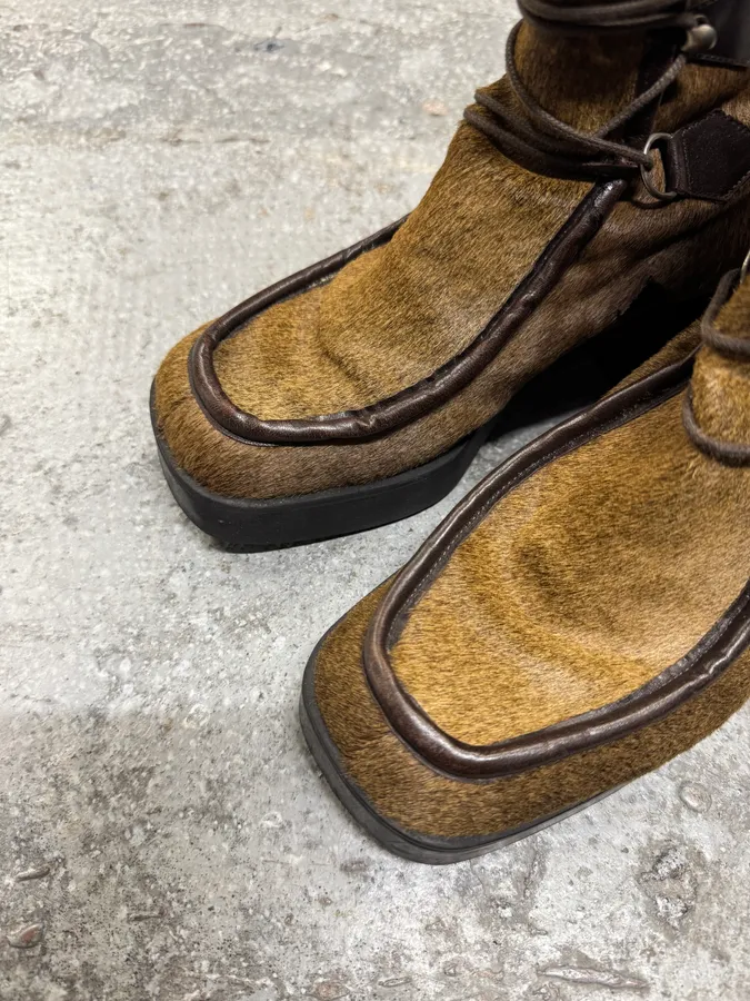 Fendi Pony Hair Brown Boots - Image 4