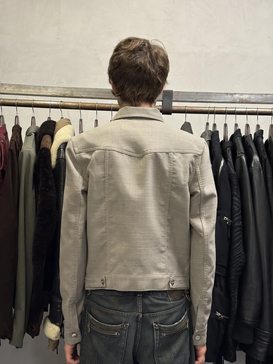 Ferragamo Grey Minimalist Trucker Jacket - Image 4