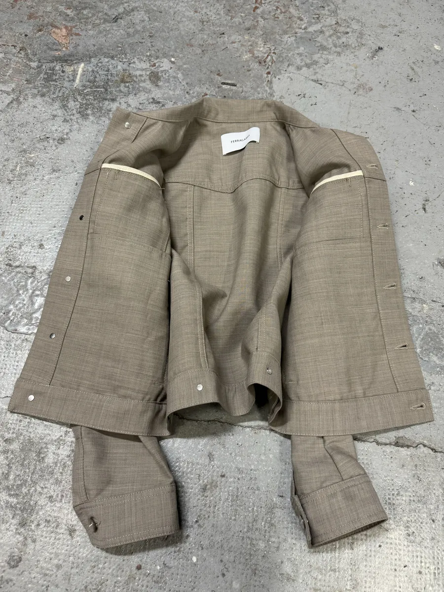 Ferragamo Grey Minimalist Trucker Jacket - Image 7