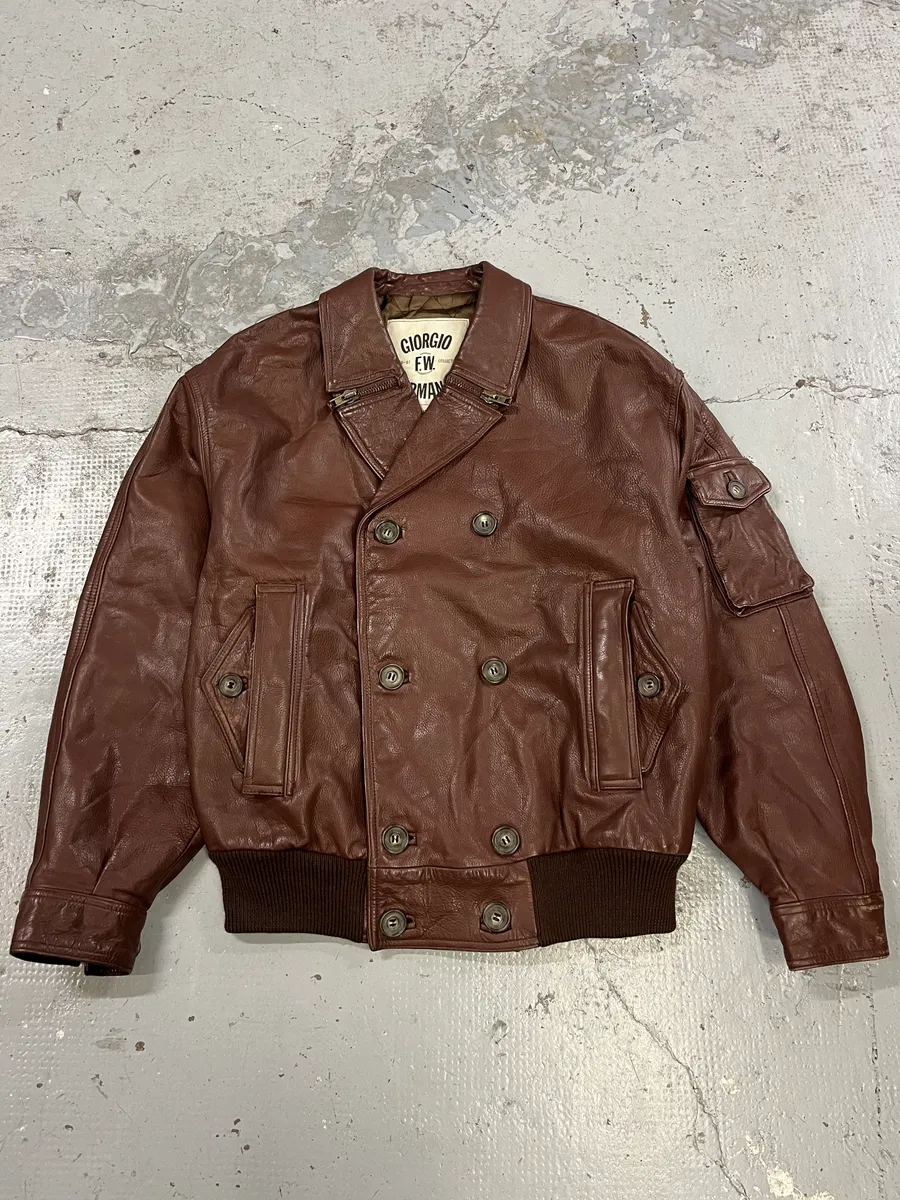 FW1986 Giorgio Armani Brown Leather Bomber Jacket