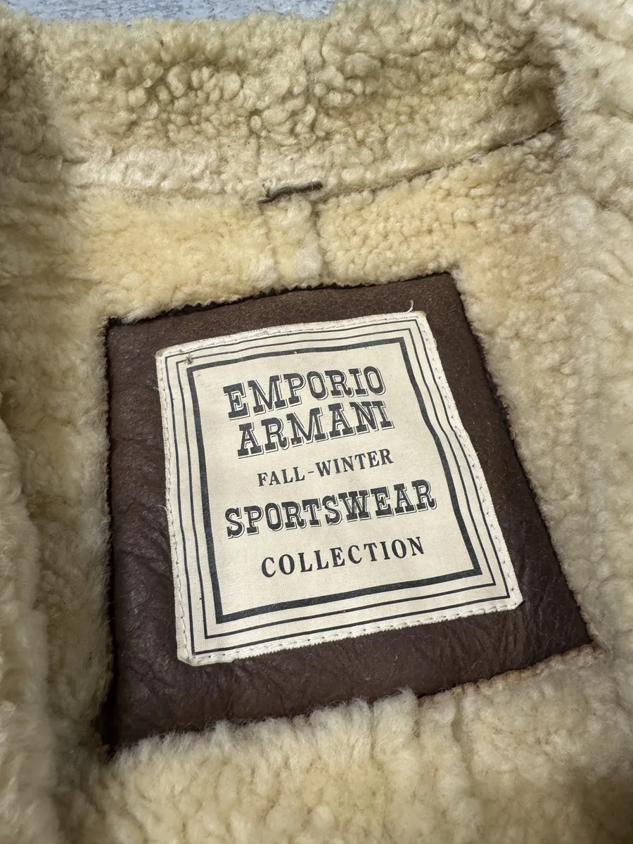 FW1987 Emporio Armani Brown Shearling Bomber Aviator Jacket - Image 11