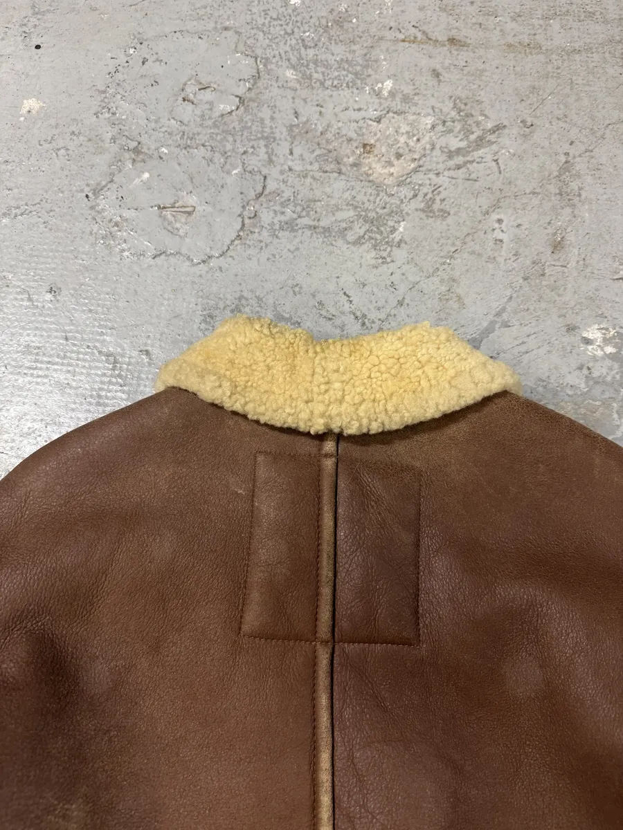FW1987 Emporio Armani Brown Shearling Bomber Aviator Jacket - Image 12