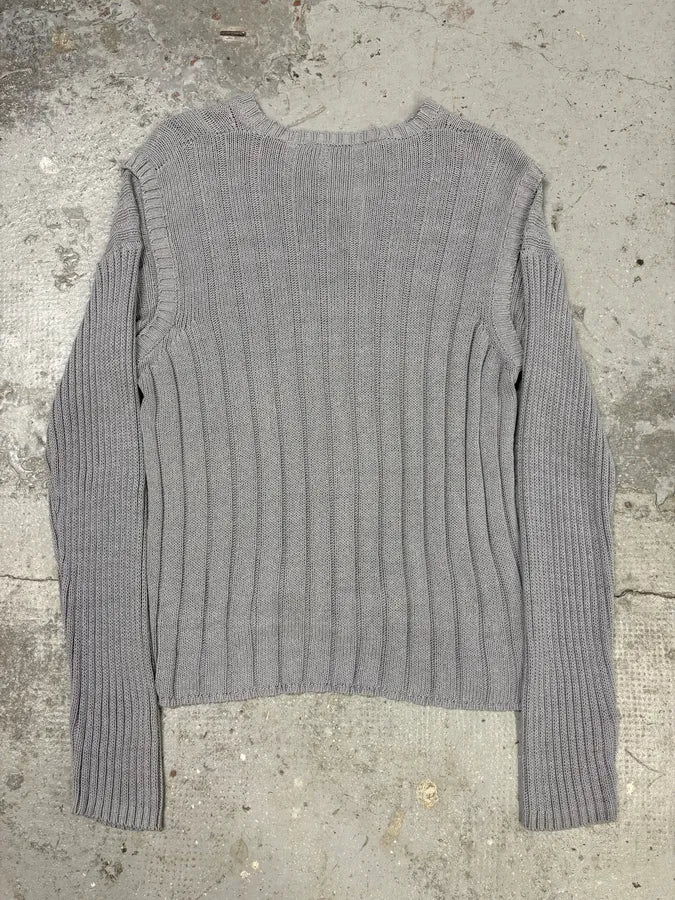 FW1995 Dolce & Gabbana Grey Wool V-Neck Sweater (M) - Image 4