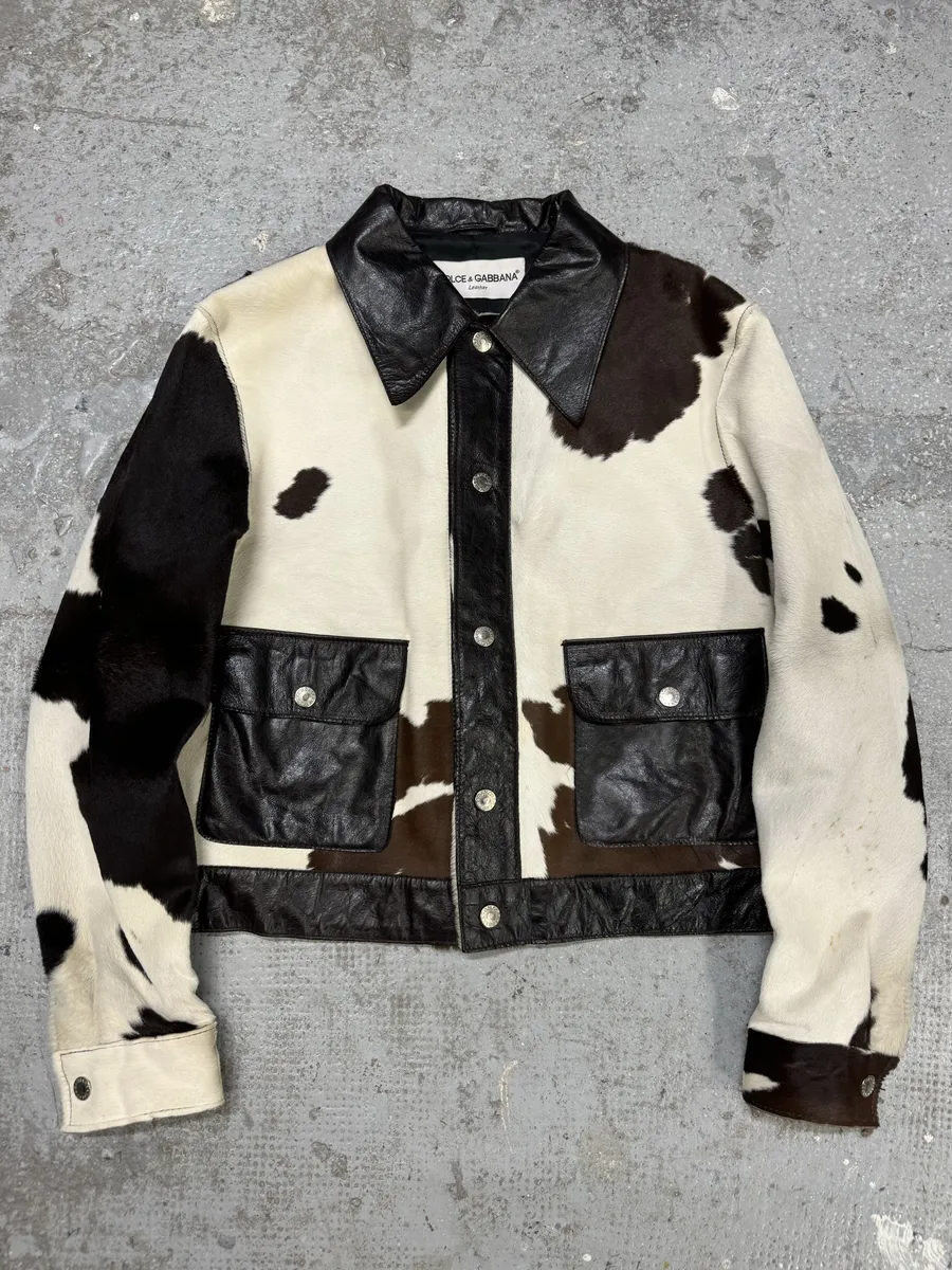 FW1996 Dolce & Gabbana Pony Hair Cow Effect Leather Jacket