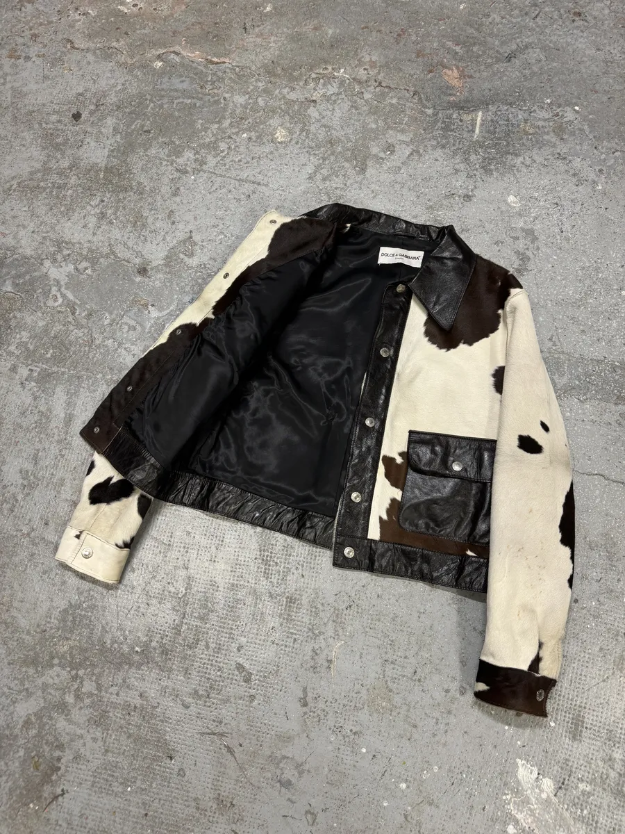 FW1996 Dolce & Gabbana Pony Hair Cow Effect Leather Jacket - Image 4